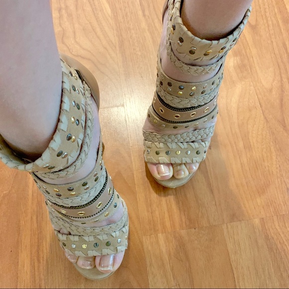 Aldo Tan studded strappy Tinder stiletto heels - Picture 2 of 7